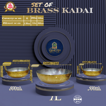 Pure Brass Kadai- Traditional Indian Cooking Pan